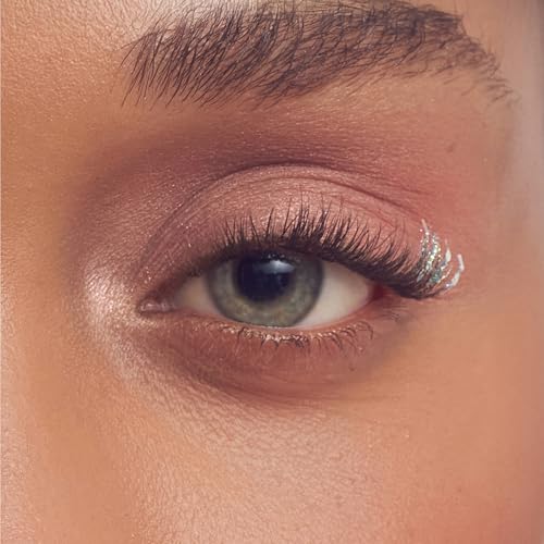 WICKED X FALSCARA False Eyelashes, Lash Extension Kit, ¡®Shimmering Shine¡¯, 10 Lash Clusters, 8mm-10mm, Natural Volume, Blue Glitter, Mini Bond, Green & Pink Mini Applicator (Pack of 2)