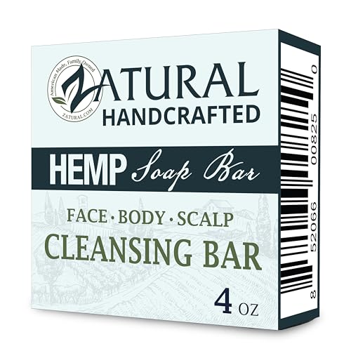 Zatural 100% Natural Hemp Bar Soap | Gentle Cleansing & Moisturizing Body Soap with Pure Botanical Ingredients | Rich Lather Formula (3 Bars)