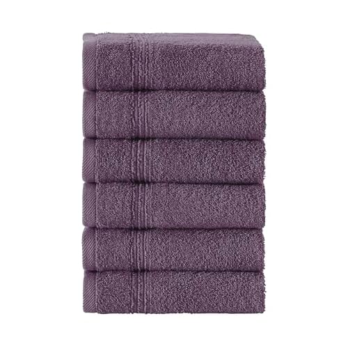 Ozdilek 6-Piece Washcloth Set 13x13 Towels 100% Turkish Cotton, Soft, Absorbent, Gentle on Sensitive Skin, Multi-Purpose Use, Washable, Reusable, Ideal for Baby Care & Spa 6 Towels (Orchid Purple)