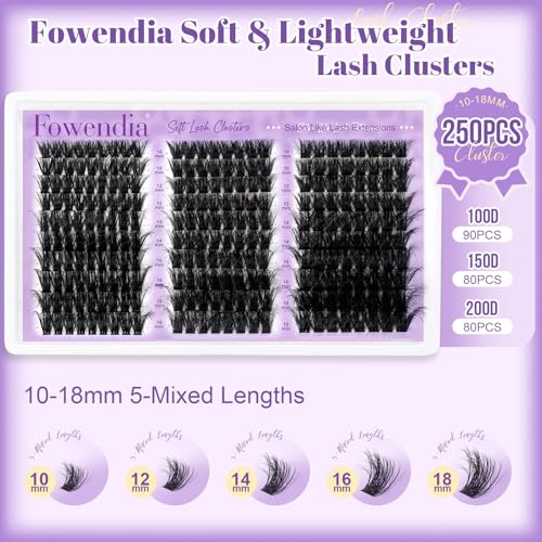 Fowendia Lash Clusters Kit 100D 150D 200D - DIY Eyelash Extensions