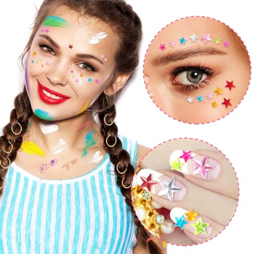 Star Face Gem Stickers - 6 Sheets Colorful Rhinestones (528pcs)