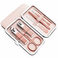 7-Piece Stainless Steel Manicure Set with Travel Case - Rose Gold