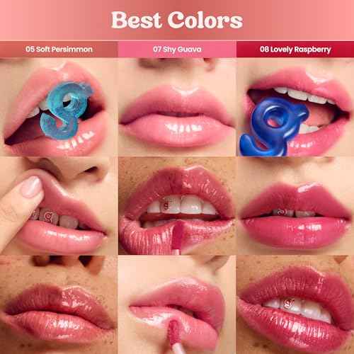 COLORGRAM Fruity Glass Tint 14 Sulky Lychee, Long-Lasting Glossy Lip Tint, Korean Beauty Lip Gloss Tint, Geek Nude Series