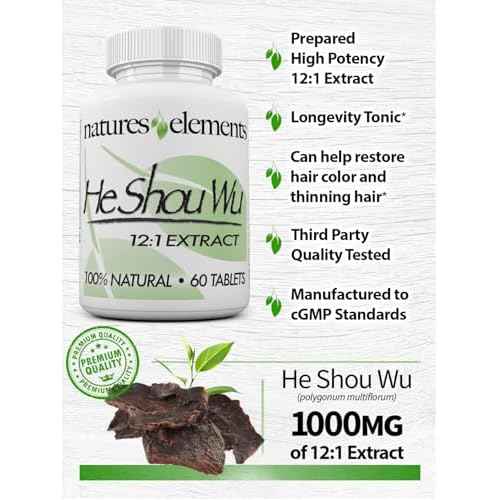 He Shou Wu ? 3 Pack ? 12:1 High-Potency Prepared Fo-Ti Root Extract ? 1000mg per Serving ? 180 Tablets ? Traditional Chinese Herb for Hair Growth & Gray Hair ? Non-GMO, Gluten-Free