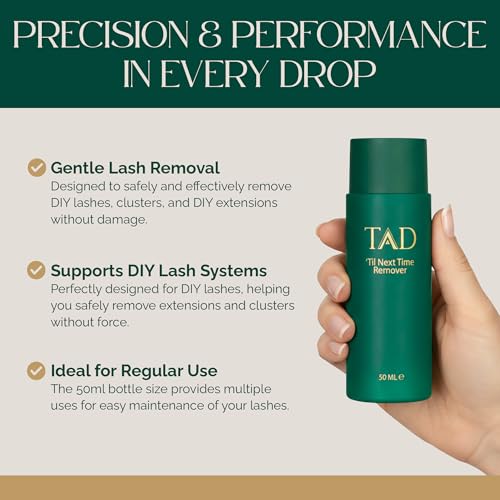 TAD Beauty Til Next Time DIY Lash Remover - Unseals Eyelash Adhesive for DIY Lashes to Remove Extensions, Clusters, and Segments - Easy Application with Q-Tip or Cotton Pad, Made in South Korea - 50ml