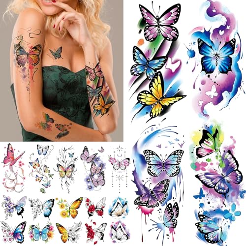 Cerlaza 79 Sheets 3D Butterfly Temporary Tattoos for Women