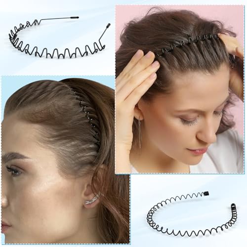 6-Pack Metal Hair Bands | Adjustable Spring Hoops for Sports