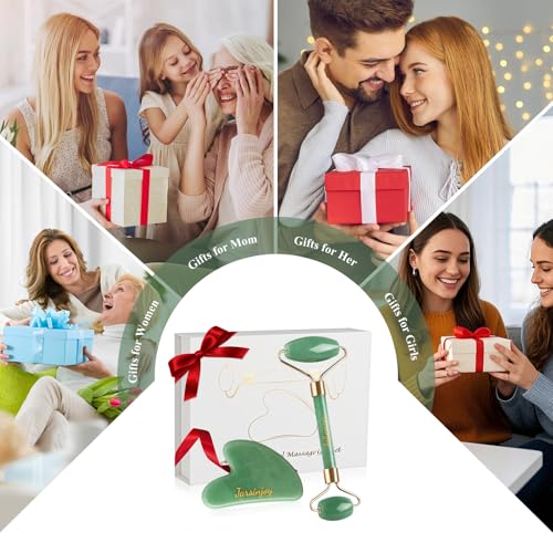 2-in-1 Dongling Jade Roller & Gua Sha Set - Authentic Brazilian Dongling Jade Kit for Contour - Premium Gift Box - Natural Stone Beauty Tools