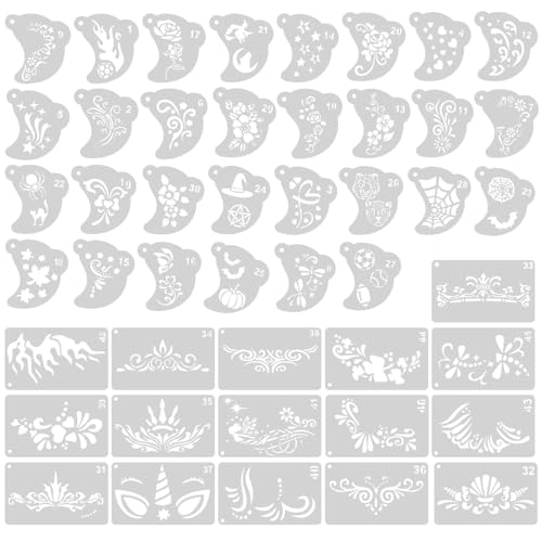 46pcs Face Paint Stencils Set – Reusable Halloween Makeup Templates