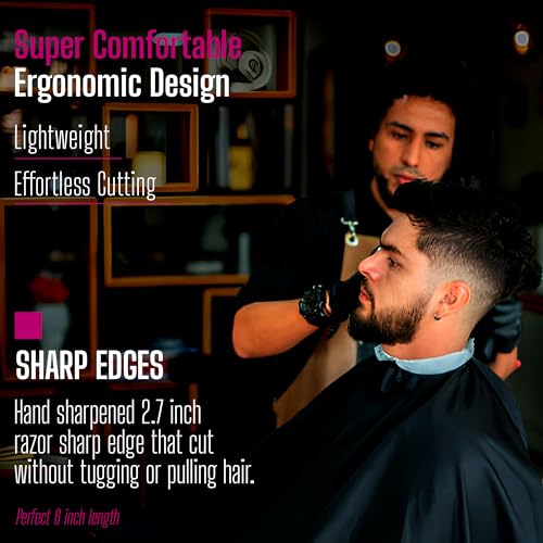 Tycon Hair Cutting Scissors Professional 6" – Japanese Stainless Steel, 2.7" Razor Edge Blade Barber Scissors – Ergonomic design - Precision Hair Scissors for Smooth Cutting - Salon & Personal Use