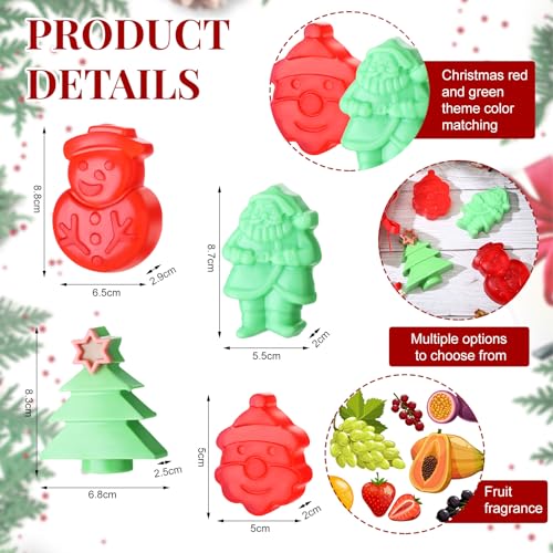 Demissle 4 Pcs Handmade Soaps Bath Gift Set Candy Soaps Holiday Mini Scented Soap Bath Soaps with Plus Christmas Gift Box for Kids Women Valentine¡®s Day Guest Bathroom(Tree)
