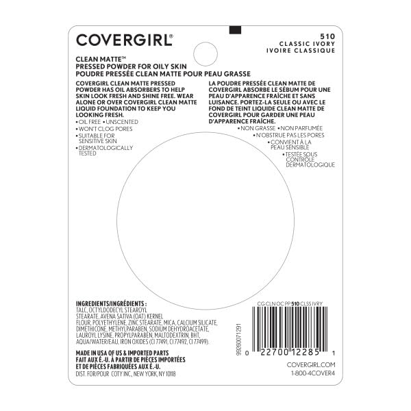 COVERGIRL Clean Matte Pressed Powder, Oil Control, .35 oz