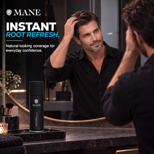 Mane Micro-Mineral Thickening Spray & Root Touch Up – Black, 200 ml (6.76 fl oz) for Fine & Thinning Hair
