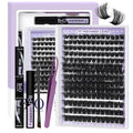 B&Q Fluffy Lash Clusters Kit 200D Mixed Volume Lash Clusters 10-18mm Individual Lashes Kit Salon-style Dramatic Thick eyelash extension 280pcs Suitable for Beginners Makeup at Home(KIT-200D)