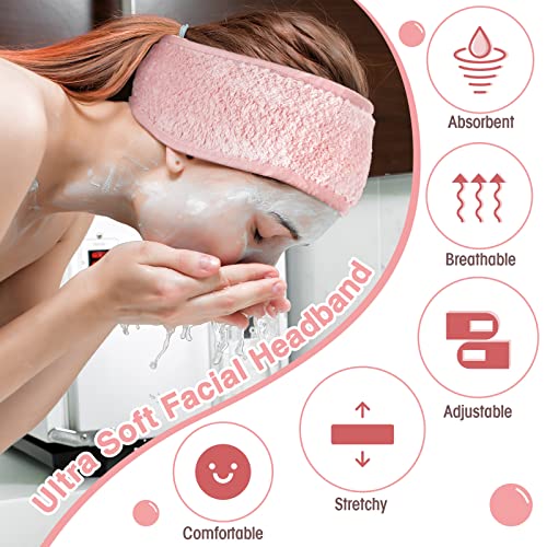 Giegxin 25 Pcs Spa Headbands - Adjustable Coral Fleece Hair Wraps
