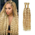 Blonde Human Hair Braiding Bulk 14 Inch - Boho Deep Wave 27/613