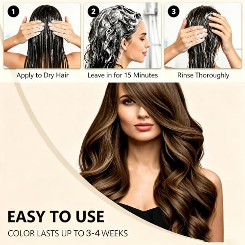 Light Brown Hair Dye Shampoo 3 in 1 - 16.9 Fl Oz