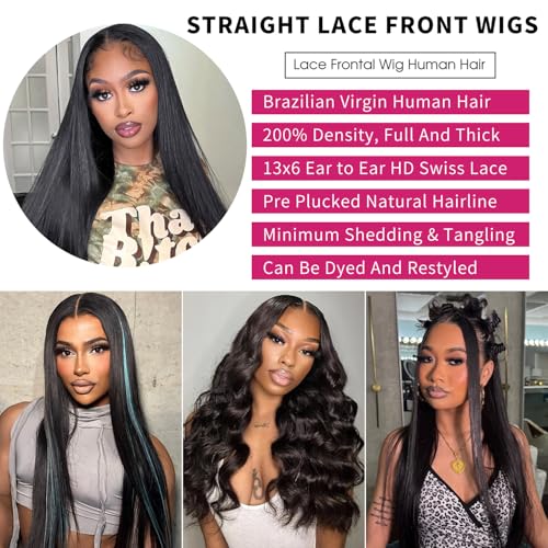 24 Inch 13x6 Lace Front Wig Human Hair Straight 200 Density