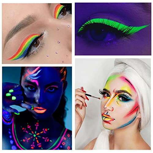 Water Activated UV Glow Face & Eyeliner Paint 14 Neon Colors