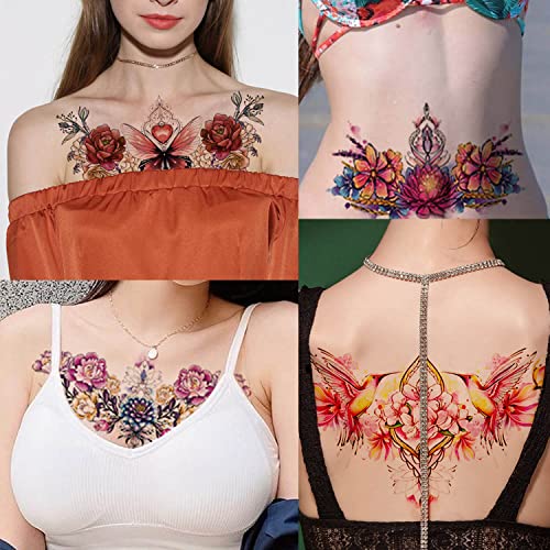Floral Temporary Tattoos for Women | Waterproof 5-7 Days