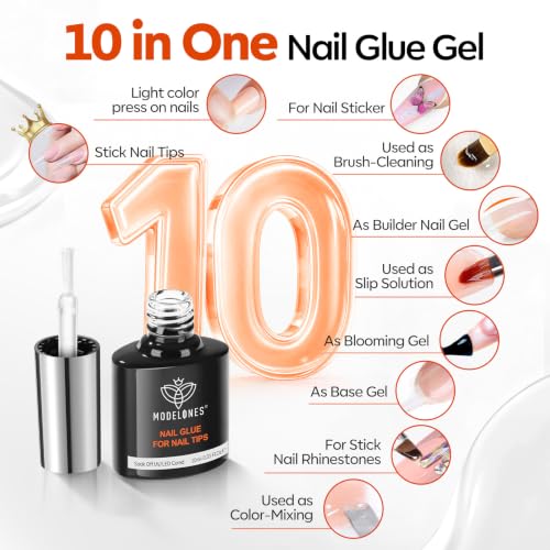 Modelones Nail Gel Glue & Dehydrator Primer Kit - Professional Nail Prep Set with UV Curing