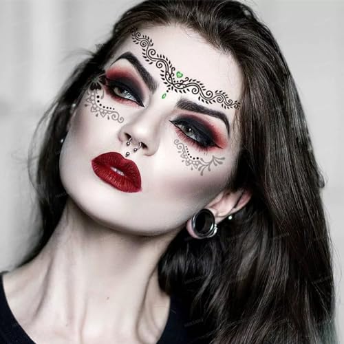 9-Pack Temporary Face Tattoo Stickers - Waterproof Eye Lace