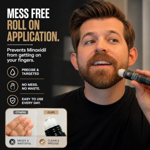 Innerbloom Minoxidil 5% Beard Growth Roll-On with Rosemary Oil - Fast Hair Regrowth Serum
