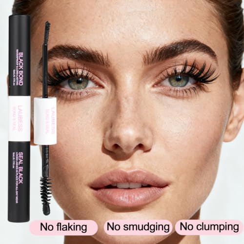 LAUBESS Lash Bond & Seal Waterproof Eyelash Glue Black 2-in-1 10ml
