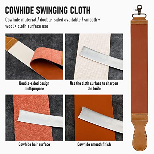 Professional Straight Razor with First Layer Cowhide Strop - Straight Edge Barber Razor Premium Stainless Steel Shaver Razor for Men Home & Salon Grooming Using