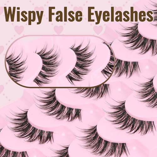 Wispy False Eyelashes 7 Pairs C Curl 10-14mm Natural Look