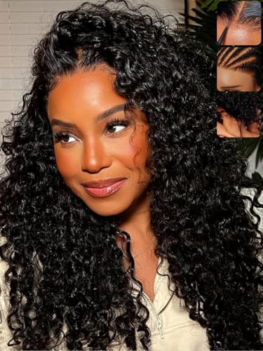 KLAIYI Water Wave Glueless Lace Front Wig 18 Inch Human Hair