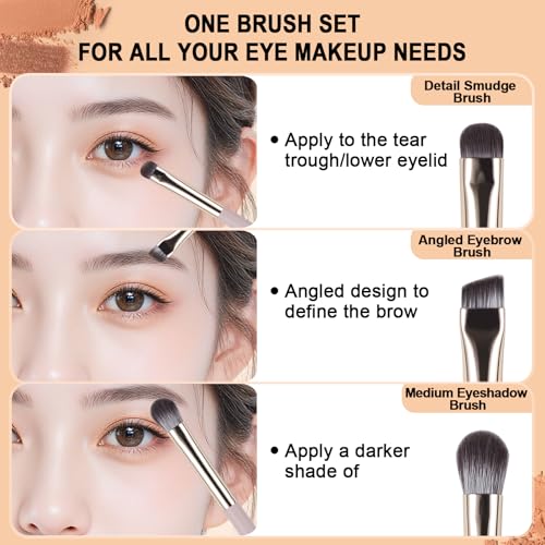 Eye Makeup Brush Set - 5Pcs Professional Eyeshadow & Eyebrow Brushes