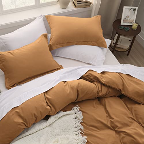 Bedsure Honey Ginger Twin Duvet Cover Set - Soft Prewashed Duvet Cover Twin Size, 2 Pieces, 1 Duvet Cover 68x90 Inches with Zipper Closure and 1 Pillow Sham, Comforter Not Included