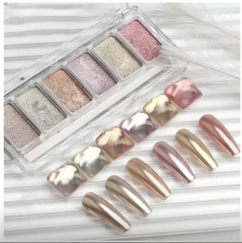 Solid Mirror Chrome Nail Powder,Chrome Nail Powder Palette Nail Pigment Powder,Rose Gold Sliver Pink Metallic Mirror Effect Chrome Powder for Nails#1