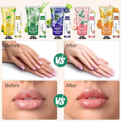 VESPRO 50 Sets Bulk Hand Cream & Lip Balm Favors with Organza Bags & Cards
