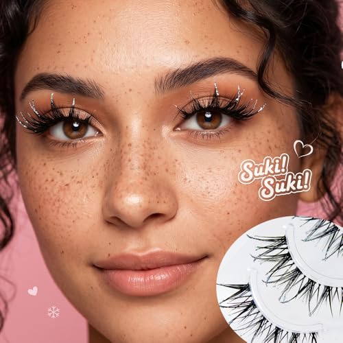 Glitter False Eyelashes 5 Pairs Wispy Faux Mink Lashes