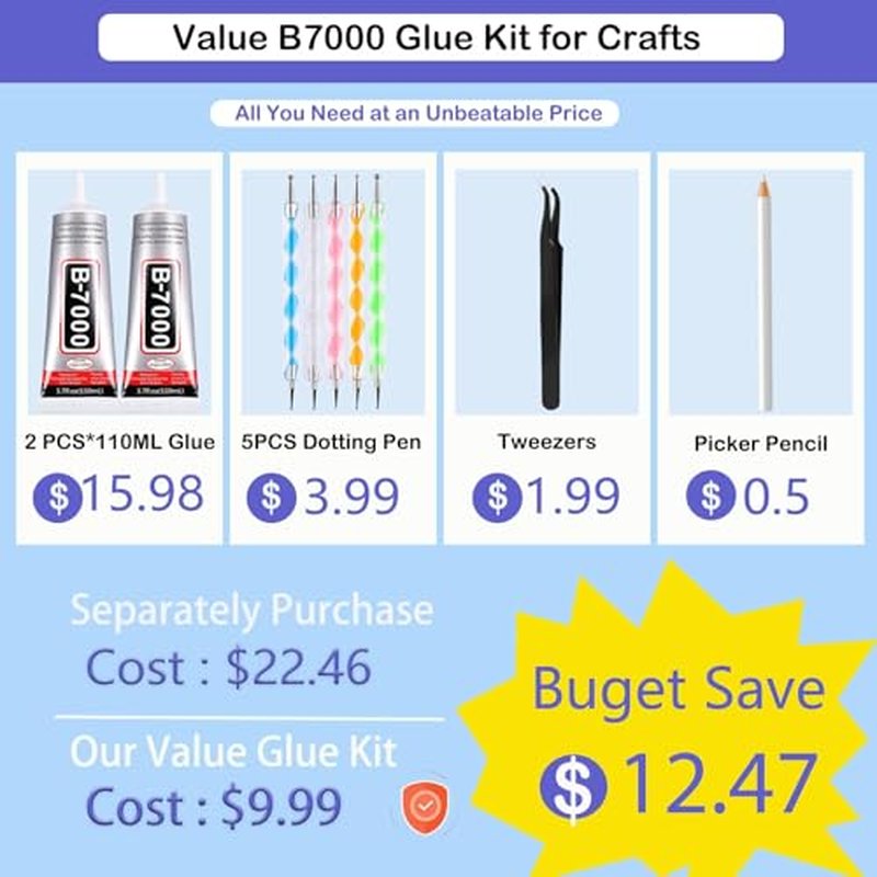 B7000 Clear Adhesive Glue Kit for Crafts - 2PCS 110ml with Tools