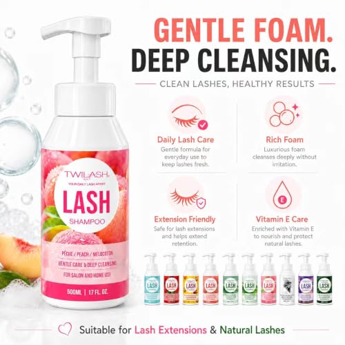 TWILASH Lash Shampoo 500ml - Gentle Foam Cleanser for Extensions