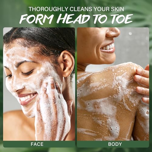Tea Tree Oil Soap Bar for Face & Body Wash All Natural Organic Bath Soaps Acne Hand Foot Body Oder Moisturizer Plant Deodorant Facial Cleanser Women Men with Soap Holder Bag Scrubber Mesh