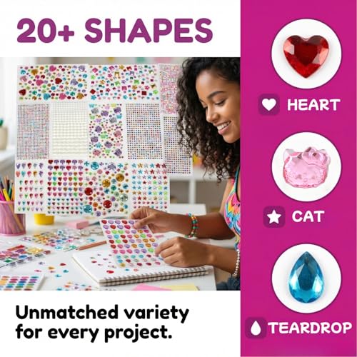 3521 Self-Adhesive Craft Jewels & Gems Stickers, 12 Sheets
