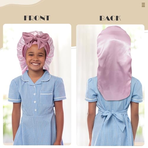 Kids Satin Bonnet for Long Hair & Braids | Double-Layer Sleep Cap