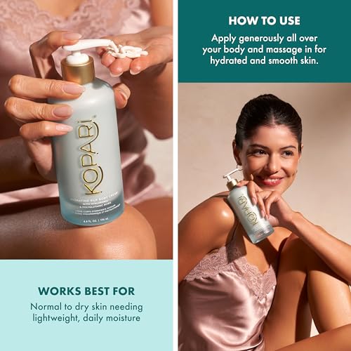 Kopari Hydrating Silk Body Cream with Hyaluronic & Polyglutamic Acids ? Long Lasting Moisturizer for Dry Skin, Lightweight & Silky Texture, Sweet Coconut Milk Scent, 6.7 oz