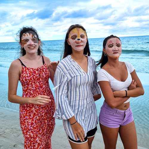 Animal Facial Mask Sheet Skincare, Beauty Facial Mask for Adults and Children. Facial Mask Sheet for Present, Spa Party, Birthday Party, Holiday, Made with Cotton (6 Pieces)