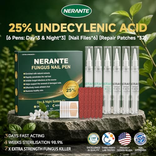 Nerante Toenail Fungus Treatment Pen Set - 6 Pens with 25% Undecylenic Acid