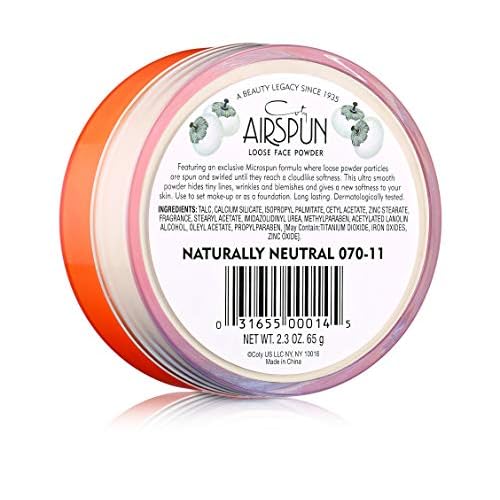 Coty AIRSPUN Face Powder, Naturally Neutral, 2.3 Oz, Natural Tone Loose Face Powder, for Setting Makeup or Foundation, Lightweight, Long Lasting, Pack of 1