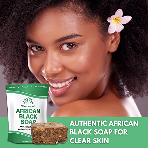 Raw African Black Soap 1lb Bar, for Dry Skin and Skin Conditions, Pure & Natural Ingredients, Imported From Ghana