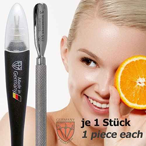 3 Swords Germany - Brand Quality Cuticle Knife Trimmer Remover Cutter (1pc.) and Cuticle Pusher Scratcher (1 pc.) Made in Germany