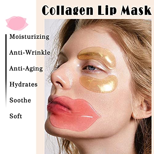 VEZE Lip Masks 20 Pcs, Mask for Dry Lip, Sheets, Collagen Skin Care, Crystal Pads Moisturizing, Anti-Wrinkle, Anti-Aging, Firms & Hydrates Lips, Sleep Pink Count (Pack of 1)