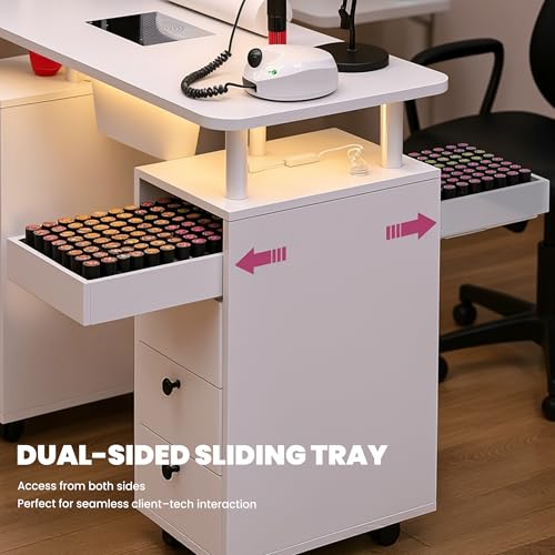 Professional Nail Desk w/ Electric Dust Collector & LED Lights