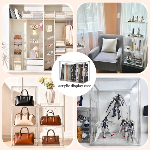 Stackable Acrylic Display Case with Door - Clear Storage Bin
